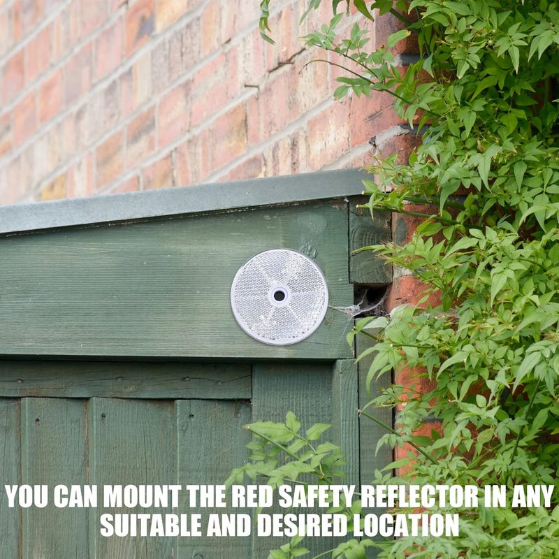 Kingdder 16 Pack Front Round Reflector for Driveway Fence Gate Posts Trailers Safety Reflectors with Center Mounting Holes Automobiles Boats Mailboxes(White) - Image 5